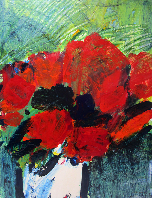 Rot vor Gruen - Blumenstruktur 1989;Acryl und Lack auf Alu,;65 x 50 cm;Preis auf Anfrage - Galerie Wroblowski